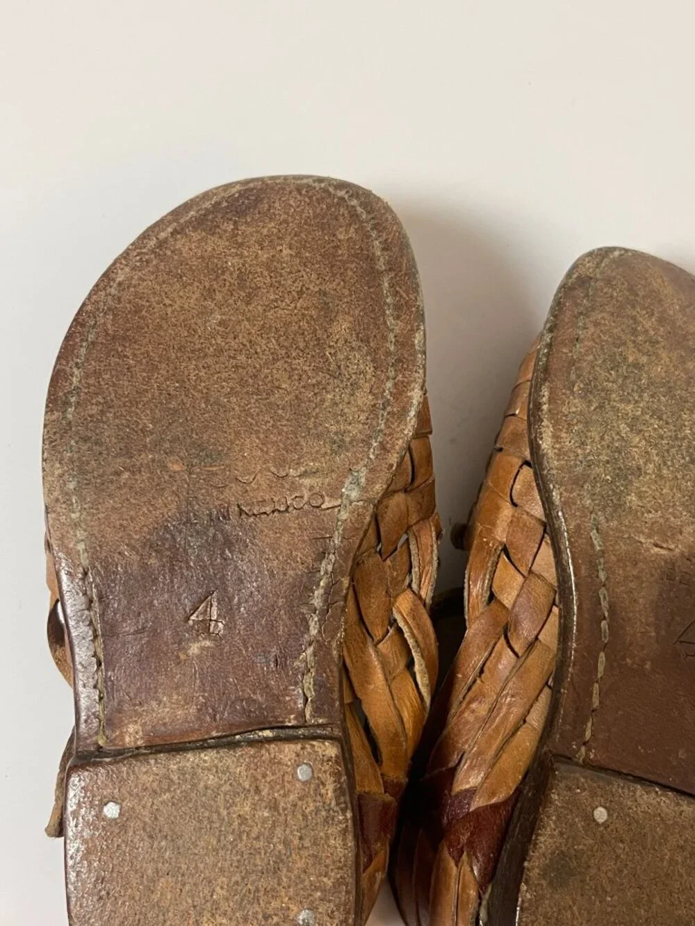 Vintage Baby Toddler Mexican Huarache Leather Mary Jane Shoes Size 4